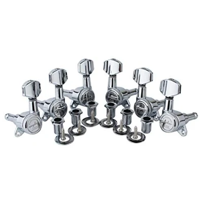 Abbildung von Guyker Guitar Locking Tuners (3L + 3R Handed) 1:18 Lock String Tuning Key Pegs Machine Head with Hexagonal Handle Replacement for ST TL SG LP Style Electric, Folk or Acoustic Guitars Chrome