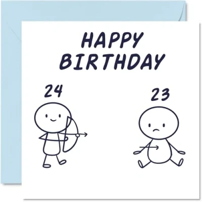 Abbildung von Stuff4 Lustige Geburtstagskarte für Männer und Frauen Pfeil zum 24. Geburtstag Happy Birthday Karte Bruder, Schwester, Freund, Kollegen, Onkel, Tante, 145 mm x