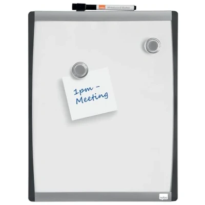 Abbildung von Nobo Kleine Magnettafel mit Bogenrahmen, an der Wand montierbar, beinhaltet 1 x Marker, Magnete und selbstklebende Schaumstoffpads, für Haus/Büro, 280 mm 355