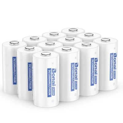 Abbildung von BONAI CR123A Lithium Batterien 3V 1500mAh CR123 Akku Nicht Wiederaufladbar Geringe Selbstentladung 12 Stück für Taschenlampe, Kamerablitz, Spielzeug, Mikrofon, Intelligentes Instrumen