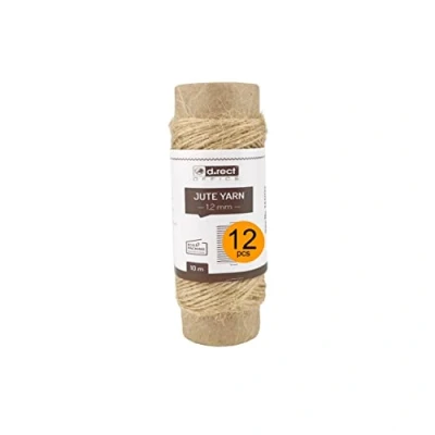 Abbildung von D.RECT 10m Jute Schnur 12 Stück Natur Braun Kordel Packschnur Geschenk Band Bastelschnur Dekokordel 1.2mm Dicke Für: Verpackung, DIY Kunst Handwerk, Floristik, Dekoration, 111022