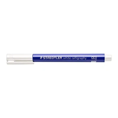 Abbildung von STAEDTLER metallic calligraphy Marker mit Kalligrafie Spitze, Lininenbreite 2,8 mm, deckend auf hellem und dunklem Papier, leicht abwischbar von glatten Oberflächen, 10 Stifte, weiß, 8325 0