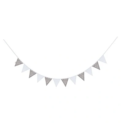 Abbildung von roba Wimpelkette &#039;Indibär&#039;, 12 Wimpel (2m), Länge Kette 3m, Baby &amp; Kinderzimmer Deko taupe / weiß