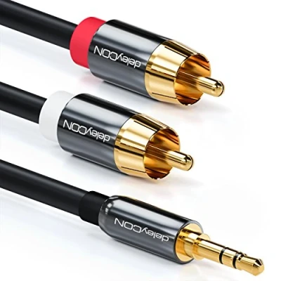 Abbildung von deleyCON 15m HQ Adapter Audio Kabel 3,5mm Klinke zu 2x Cinch Stecker