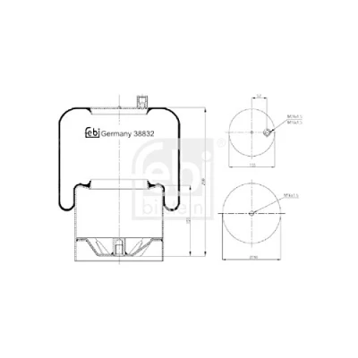 Abbildung von FEBI BILSTEIN 38832 Federbalg, Luftfederung MERCEDES BENZ: ACTROS MP2 / MP3