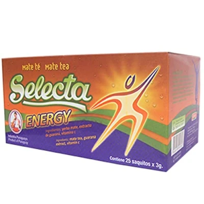 Abbildung von Selecta Yerba Mate Cocido Energie (mit Guarana) 25 Teebeutel (75g) Reich an Vitaminen und Antioxidantien Belebender Erfrischender Tee