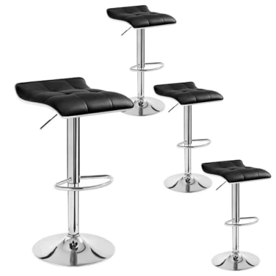 Abbildung von WOLTU 4er Set Barhocker Barstuhl Design Hocker, Höhenverstellbar, Gut Gepolsterte Sitzfläche, Antirutschgummi, verchromter Stahl Kunstleder Schwarz BH28sz 4