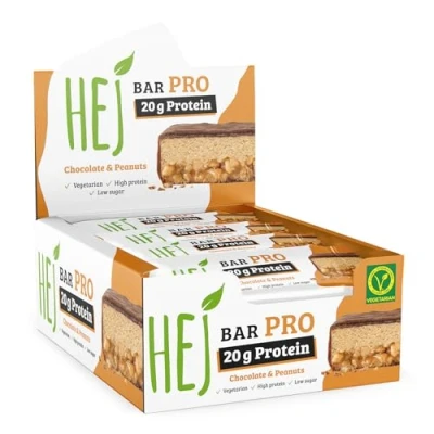 Abbildung von HEJ Bar pro Proteinriegel Snack Low Sugar Eiweißriegel 20g Protein &amp; 239kcal Riegel Vegetarisch ohne Palmöl 12x60g Chocolate Peanuts