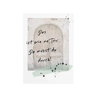 Abbildung von Interluxe WANDTAFEL Holzschild DAS IST WIE NE TÜR DA MUSST DU DURCH Motivation Wanddeko