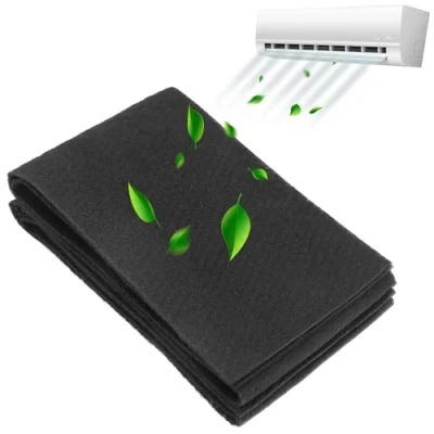 Abbildung von QWORK® 2er Set Zuschneidbarer Aktivkohlefilter 120cm x 20cm 3mm für Dunstabzugshauben und Luftreiniger