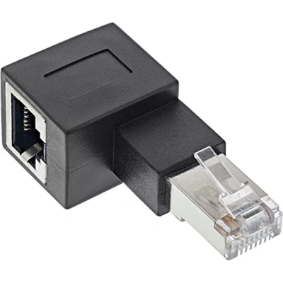 Abbildung von InLine® Patchkabel Adapter Cat.6A, RJ45 Stecker/Buchse, 90 nach Links gewinkelt