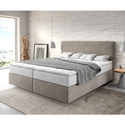 Abbildung von DELIFE Boxspringbett Dream Well, Mikrofaser Beige 180x200 cm mit TFK Matratze und Visco Topper