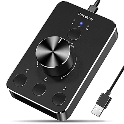 Abbildung von VAYDEER USB Lautstärkeregler: Audio Adjuster für PC &amp; Computer Lautsprecher, kompatibel mit Windows/Mac OS/Linux/Android Schwarz.