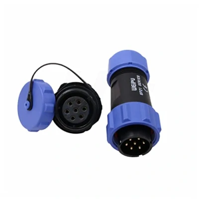 Abbildung von HangTon SP21 7 Pin Stecker 15A Energie Luftfahrt Kreisgewinde Löt hintere Montage Panel Sockel 14AWG