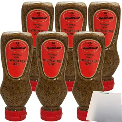 Abbildung von Händlmaier&#039;s Hausmachersenf süß Süßer Senf 6er Pack (6x225ml Flasche) + usy Block