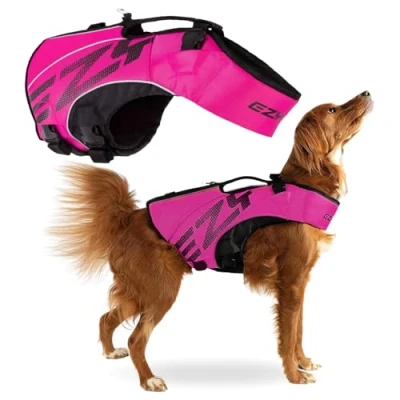 Abbildung von EZYDOG X2 Boost Schwimmweste, Bootfahren, Hundefreundlich, Paddelboard, überlegener Auftrieb, Rettungsgriff, Schwimmweste (Größe M, Rosa)