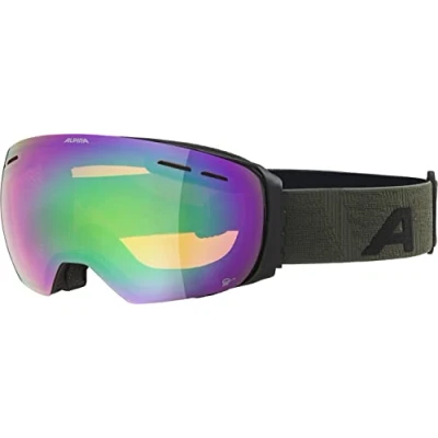 Abbildung von ALPINA GRANBY Q LITE Verspiegelte, Kontrastverstärkende Skibrille Mit 100% UV Schutz Für Erwachsene, Black olive matt, One Size