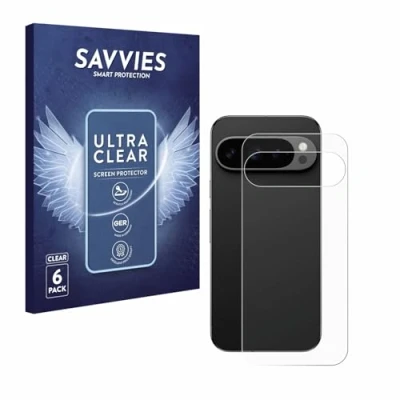 Abbildung von Savvies 6 Stück Schutzfolie für Google Pixel 9 Pro (Rückseite) Displayschutz Folie Ultra Transparent