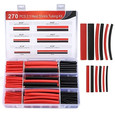 Abbildung von 270 Stück Schrumpfschlauche Sortiment Set, Kabel Reparaturset Isolierschlauch 3:1 Schrumpfverhältnis Heat Shrink Tube mit Kleber und Doppelwand für Kabel, DIY Werkzeug Set Schwarz, Rot