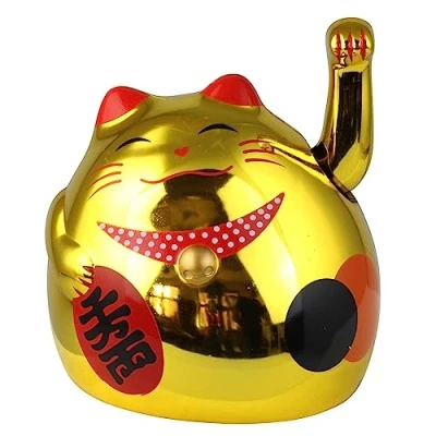 Abbildung von Superfreak Glückskatze Maneki Neko rundliche Winkekatze 8 cm Gold