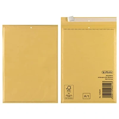 Abbildung von Herlitz Luftpolstertasche A/1, PE Innenfolie, 4 er Packung, eingeschweißt, braun, 10,5 x 16 cm