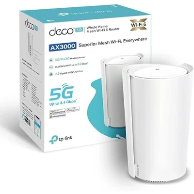 Abbildung von TP Link Deco X3000 5G Mesh Router WiFi 6 Dual Band AX3000Mbps, 2,5 G Port, 2 Gigabit Ports, Box SIM, einfache Konfiguration, Modem entsperrt, kompatibel mit jeder SIM