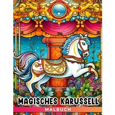 Abbildung von Magisches Karussell Malbuch: Schöne klassische Pferde mit kreativen und erstaunlichen Ausmalbild Designs für Kinder Jugendliche Erwachsene zur Stressreduzierung Entspannung