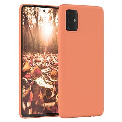 Abbildung von EAZY Case Silikonhülle für Samsung Galaxy A51 Hülle Silikon Orange weich stoßfeste Handyhülle Schutzhülle mit Kameraschutz Dünn Premium Schutz Cover TPU Phone Bumper in