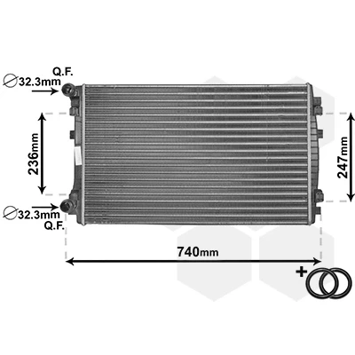 Abbildung von VAN WEZEL 58002338 Kühler, Motorkühlung Aluminium 650 400 25 *** IR PLUS mit Zubehör, Rohrleitung Kühlrippen mechanisch gefügt kfzteile,