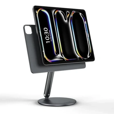Abbildung von LULULOOK Magnetisch iPad Ständer für Pro 13&#039;&#039; M4 (2024), Faltbar mit 360 Schwenk Basis, Verstellbar Tragbar Magnet Tablet Desktop Halterung aus Alle Aluminium Legierung