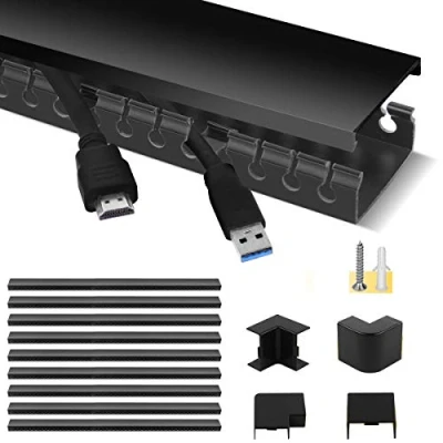 Abbildung von Kabelkanal, Stageek Kabelmanagement selbstklebend 39x4x2cm PVC 3.5 M Länge, Schreibtisch Cable Management Wand und Decken Montage allzweck für Aller Art von Kabel innen Haus Büro 9x39cm, Schwarz