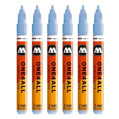 Abbildung von Molotow One4All 127HS Acryl Marker (2,0 mm Strichstärke, hochdeckend und permanent, UV beständig, für fast alle Untergründe) 6 Stück Farbe 202 keramik hell pastell