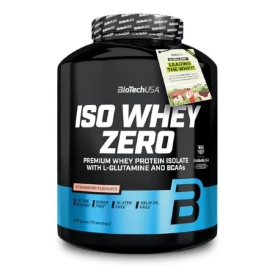 Abbildung von BioTechUSA Iso Whey Zero Premium Protein Isolate Grass Fed Enzyme Free Sugar and Gluten free, 1816g, Erdbeere