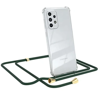 Abbildung von EAZY CASE Handykette kompatibel mit Samsung Galaxy A33 (5G) Handyhülle Umhängeband, Handykordel Schutzhülle, Silikonhülle, Hülle Band, Stylische Kette für Smartphone, Grün