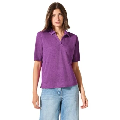 Abbildung von Cecil Poloshirt IN Leinenoptik Poloshirt, Damen, Größe: Medium, Pink