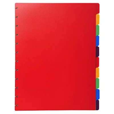 Abbildung von Exacompta 86003E Kunststoff Register überbreit. Rot, Für DIN A4 24 x 30,5 cm volle Höhe mit Organisationsdruck 10 teilig vollfarbig 2 5 Farben zur Ablage von Prospekthüllen