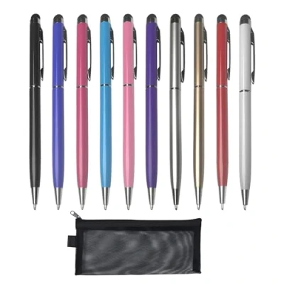Abbildung von 10 Stylus Stifte mit 1 Stiftetui, 2 in Eingabestift und Eingabestift, Kugelschreiber schwarzer Tinte, geeignet für Smartphones, Tablets Papier