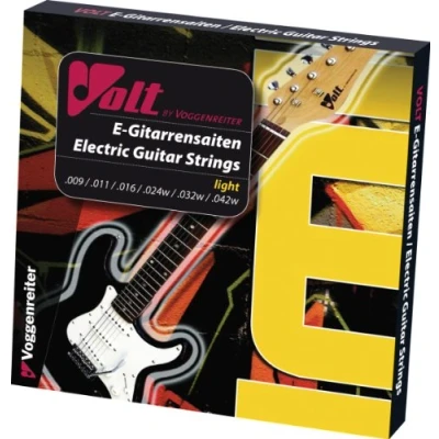 Abbildung von VOLT E Gitarrensaiten, 0635 5, Set mit 6 Stahl Saiten, klingen klar, brillant und warm vollen Bässen sind in jeder Stilrichtung einsetzbar.