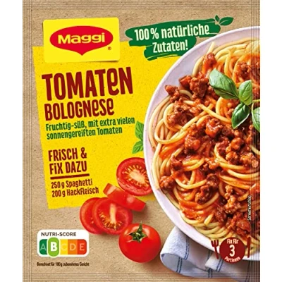 Abbildung von MAGGI Fix für Tomaten Bolognese, Würzmischung, 100% natürliche Zutaten*, 3 Portionen, 1er Pack (1 x 50g Packung)