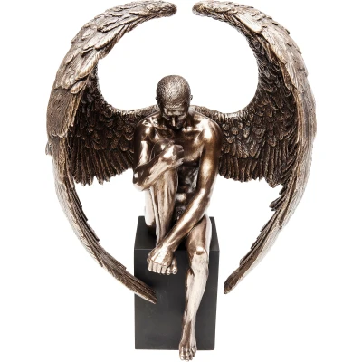 Abbildung von Kare Design Deko Objekt Nude Sad Angel, Bronze, Figur, Engel, Holz Sockel, hangefertigt, 26x18x11 cm (H/B/T)
