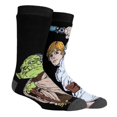Abbildung von HEAT HOLDERS Herren Star Wars Socken Lite Atmungsaktiv Lustig Fantasie Thermosocken (39 45, Luke &amp; Yoda)