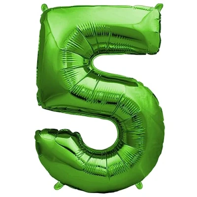 Abbildung von envami® Deko 5 Geburtstag Junge Grün 101CM Ballon Zahl Luftballon 5. Zahlen Geburtstagsdeko Folienballon Jahre fliegt mit Helium