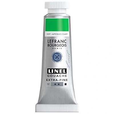 Abbildung von Lefranc &amp; Bourgeois 301201 Linel Gouache extrafeine und geschmeidige Wasserfarben mit maximaler Farbintensität, Leuchtkraft für streifenfreien Auftrag, 14ml Tube Japanischgrün Hell
