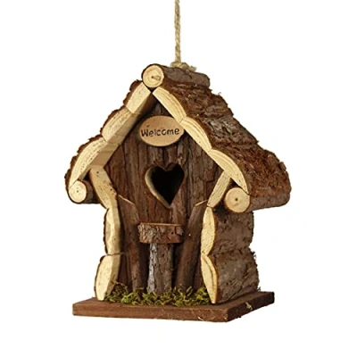 Abbildung von Deko Vogelhäuschen aus Holz 22,5 x 15 11 cm Vogelhaus für Haustür oder Garten Dekoration zum hängen