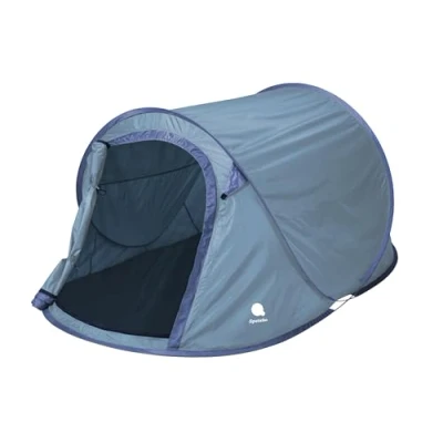 Abbildung von Pop Up Wurfzelt blau 220 x 120 cm 2 Personen Sofortzelt für Trekking und Camping Automatisches Einhandzelt Zelt inklusive Heringe + Spannseile wasserdicht