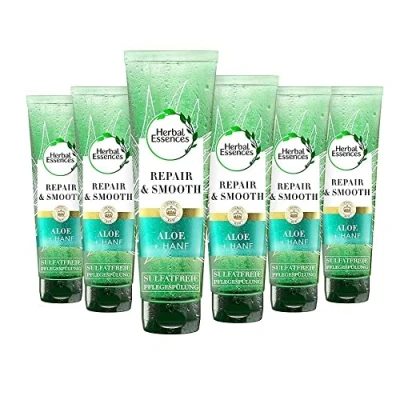 Abbildung von Herbal Essences PURE:renew Repair &amp; Smooth, Sulfatfreie Pflegespülung mit Aloe + Hanf, 6 x 180ml