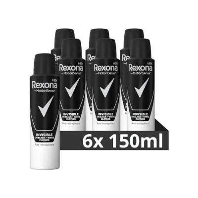 Abbildung von 6x Rexona Men Deospray Invisible on Black+White clothes 0% Alcohol 150ml