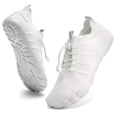 Abbildung von IceUnicorn Barfußschuhe Damen Herren Breite Traillaufschuhe Zehenschuhe Unisex Schwimmschuhe Strandschuhe Aquaschuhe(3027Weiß, 37EU)