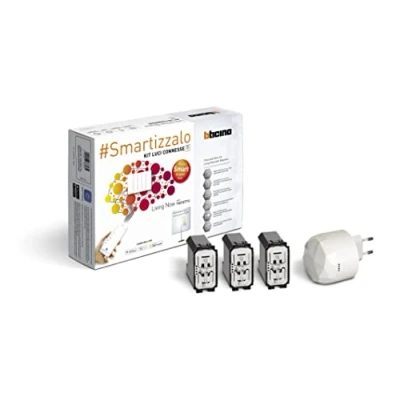 Abbildung von BTicino, Living Now Smart Licht Set SKW3601KIT, zum Ein und Ausschalten der Lichter über App oder mit Alexa, Google Siri, 1 Plug In Gateway S36GWDC 3 angeschlossenen Umstellern K4003C