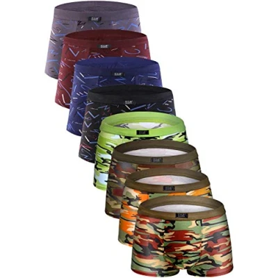 Abbildung von YOULEHE Boxershorts Herren 8er Pack Männer Unterwäsche Bambusfaser Unterhosen Men Retroshorts Boxer (8er Tarnung Buchstaben, XXL)
